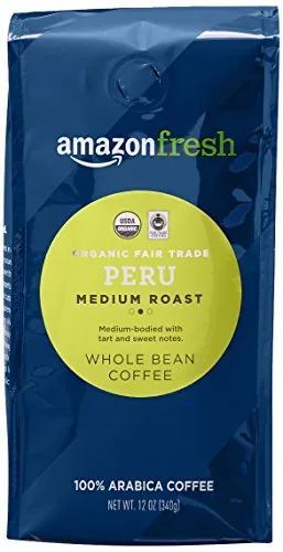 Amazon Fresh Organic Fair Trade Peru Whole Bean Coffee 12oz