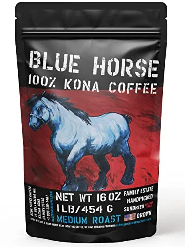Blue Horse 100% Kona Coffee Medium Roast Whole Bean 1lb