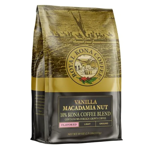 Royal Kona Vanilla Macadamia Light Roast Ground Coffee 40oz