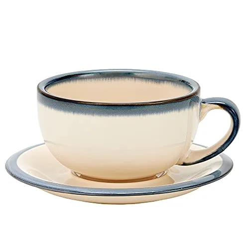 Coffeezone 12 oz Ceramic Latte Art Cup with Saucer