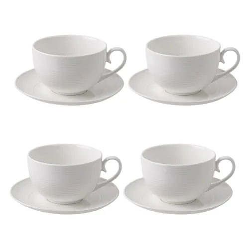 Feenmai 12oz Ceramic Cappuccino Cups with Saucers Set of 4