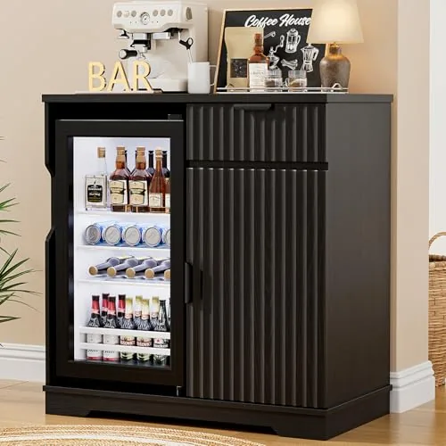 Aauro Home Mini Fridge Cabinet with 92L Built-In Fridge