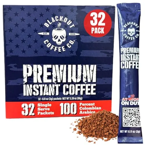 Blackout Coffee Colombian Arabica Instant Medium Roast 32pk