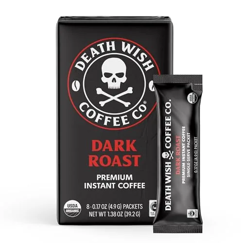 Death Wish Instant Dark Roast Coffee 8-Packet Arabica Robusta