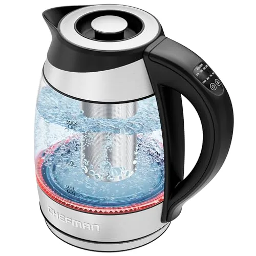 Chefman Glass Electric Kettle with Temp Control + Infuser