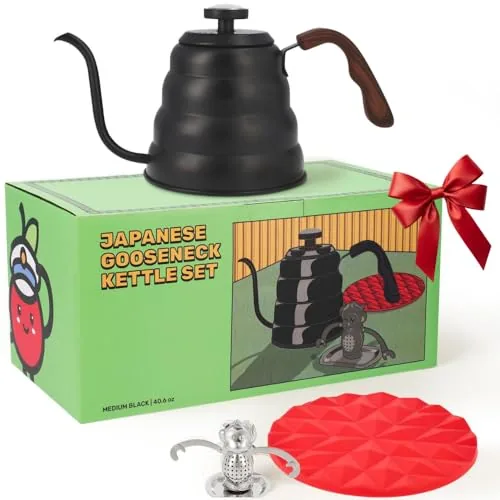 Captain Cranberry Gooseneck Stovetop Kettle with Thermometer