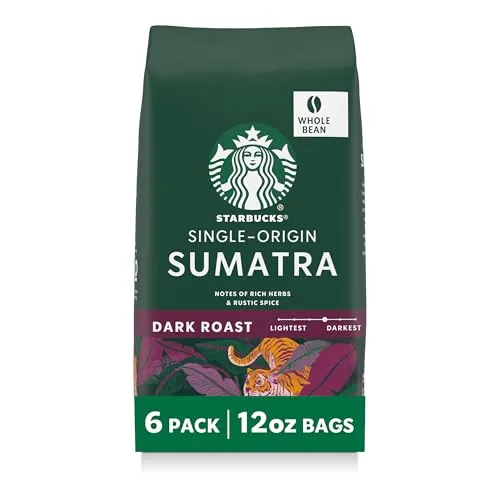 Starbucks Sumatra Dark Roast Whole Bean Coffee 6x12oz