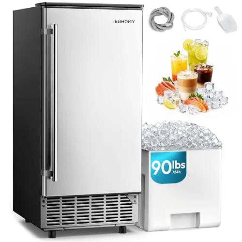 EUHOMY 15in Under-Counter Ice Maker 90 Lb/Day