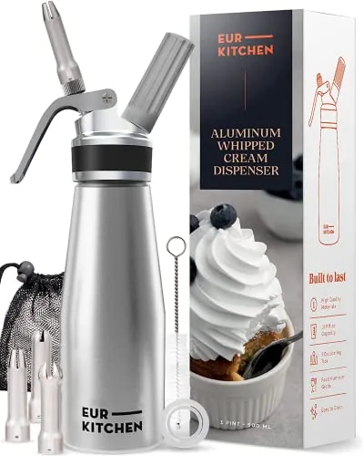 EurKitchen 500mL Aluminum Whipped Cream Dispenser