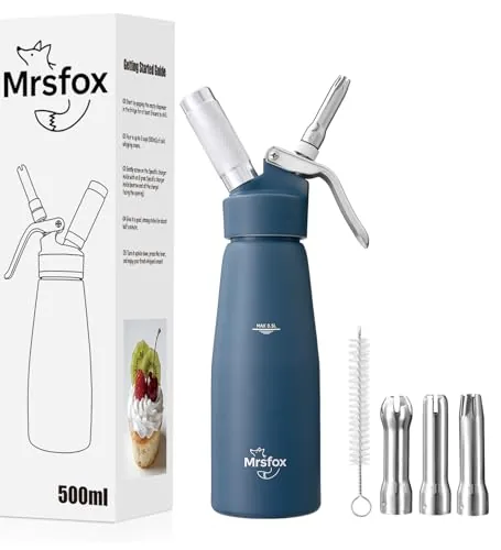 Mrsfox 500mL Aluminum Whipped Cream Dispenser Blue