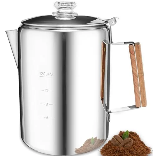 MEREZA 12-Cup Stainless Steel Camping Percolator